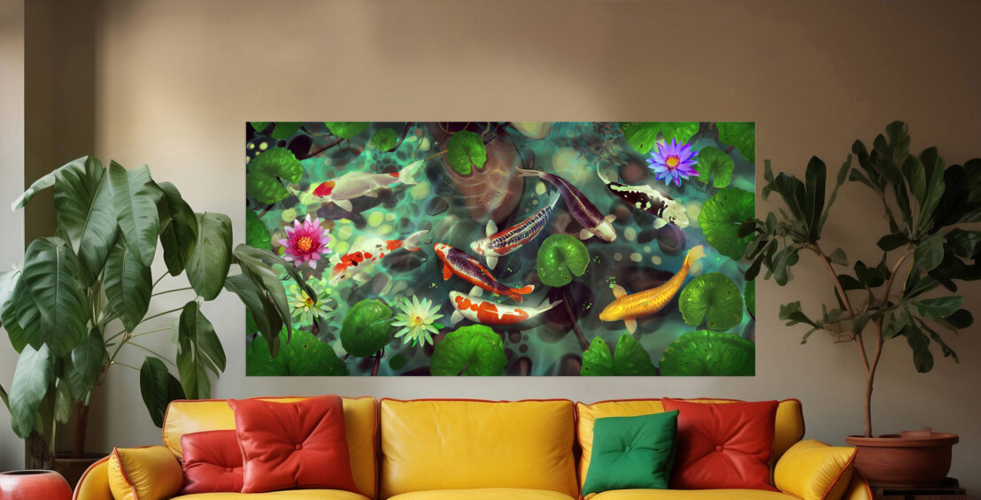  fabric-picture Koi pond