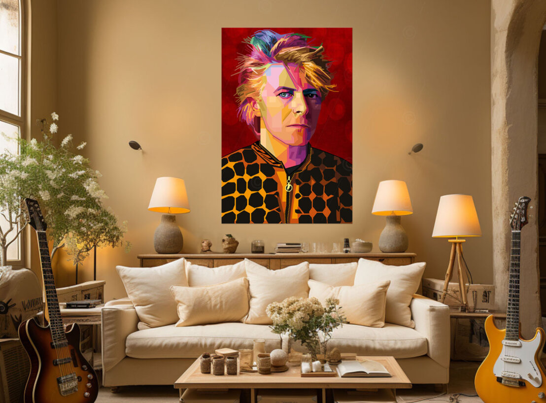 Musician fabric painting inspired by David Bowie 